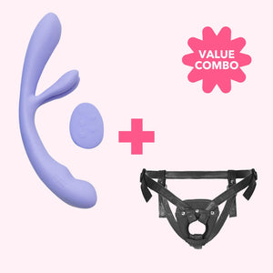 Duopeak + Leather 2-Strap On Dildo Harness - SAPHETTE