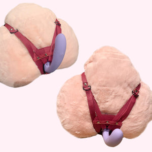 Duopeak + Leather 2-Strap On Dildo Harness - SAPHETTE