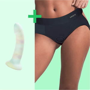 Flux Adjustable Strap-On+ Dildo Set – Sexy High-Cut Harness with Custom Fit | Saphette - SAPHETTE