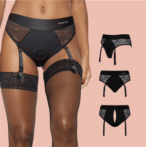 Duopeak AI Vibrator + Nocturne Lace Harness – Luxury Lingerie Bundle - SAPHETTE