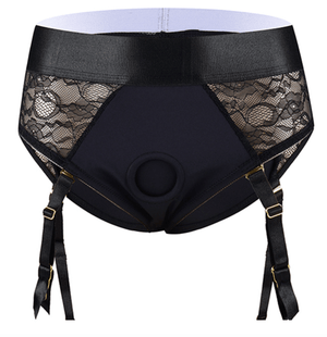 Nocturne: Lace Lingerie Strap-on Harness - SAPHETTE